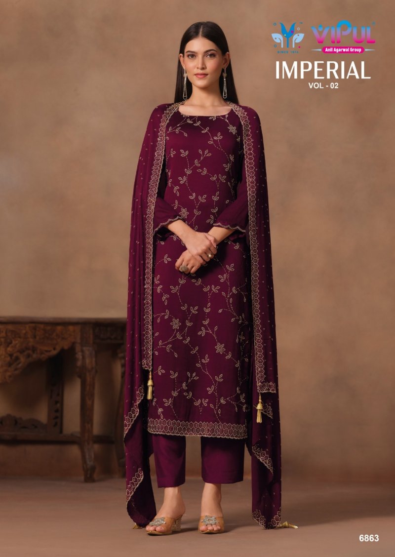 Imperial Vol 2 By Vipul Satin Chiffon Designer Salwar Suits